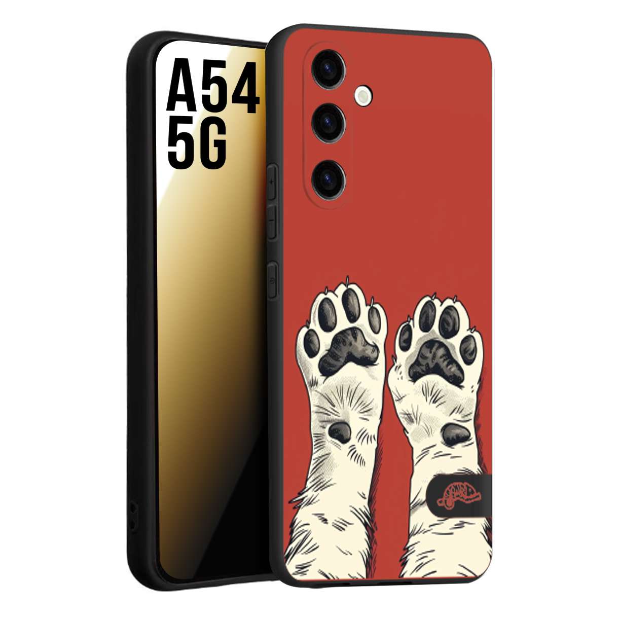 CUSTOMIZZA - Custodia cover nera morbida in tpu compatibile per Samsung A54 5G zampe di gatto cat paws rossa red disegnata fumetto cartoon