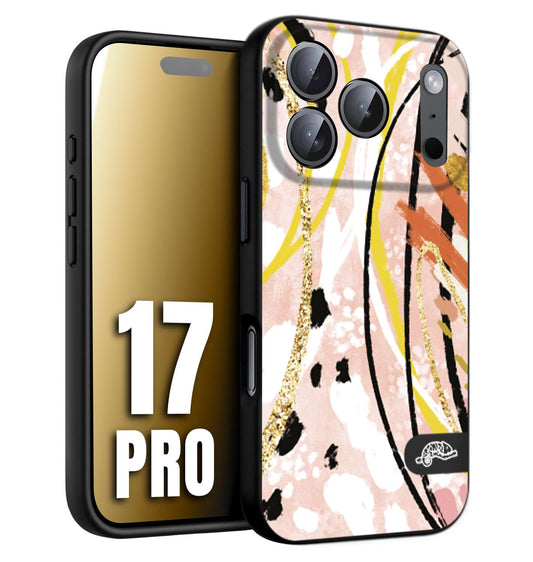 CUSTOMIZZA - Custodia cover nera morbida in tpu compatibile per iPhone 17 PRO fiori astratti donna zebrato leopardato fantasia dorata gialla rosa colorata