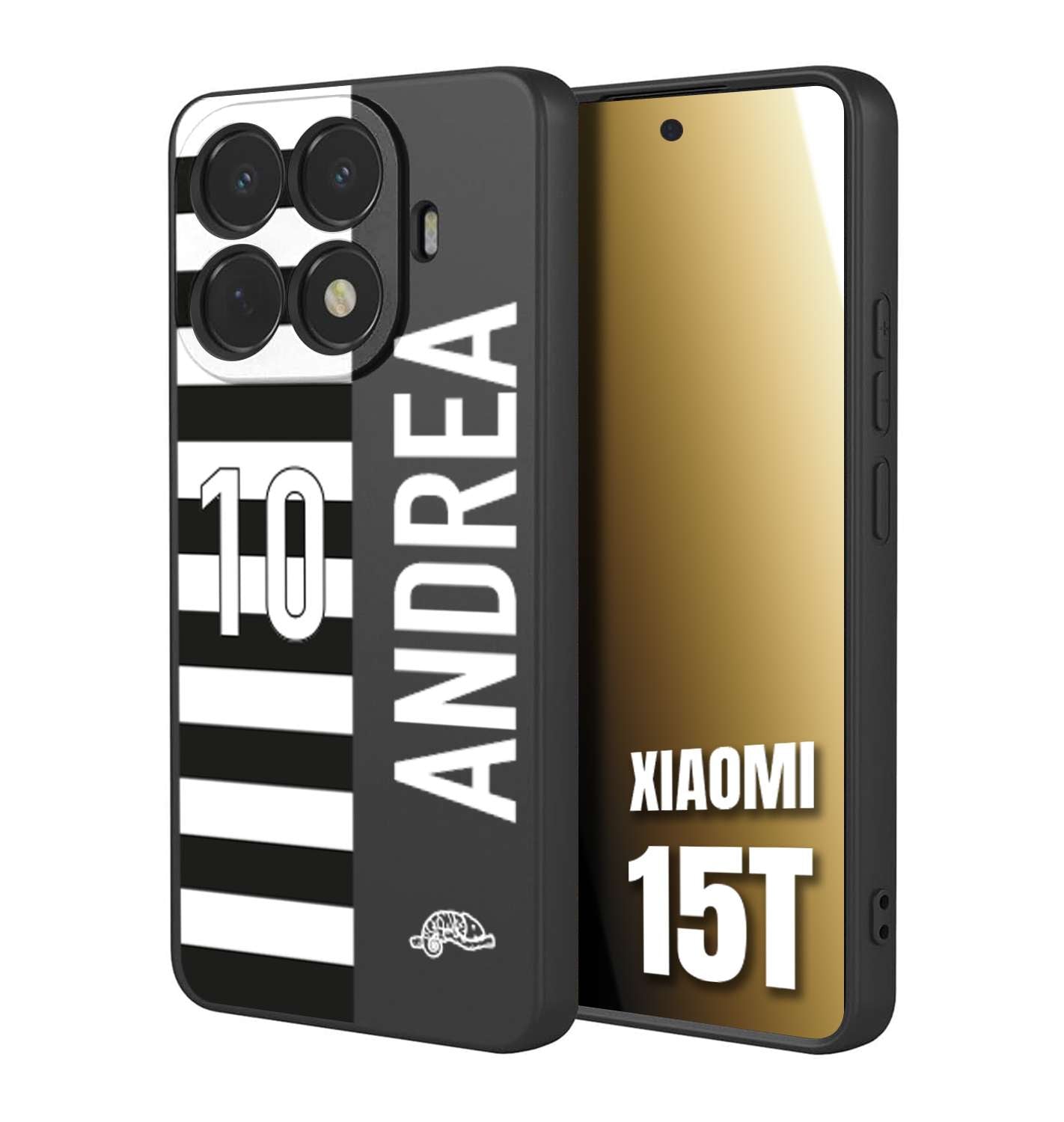 CUSTOMIZZA - Custodia cover nera morbida in tpu compatibile per Xiaomi 15T personalizzata calcio football nome e numero calciatori bianconera