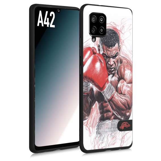 CUSTOMIZZA - Custodia cover nera morbida in tpu compatibile per Samsung A42 pugilato pugili disegno tattoo guantoni boxer pesi massimi iron mike