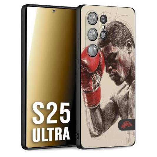 CUSTOMIZZA - Custodia cover nera morbida in tpu compatibile per Samsung S25 ULTRA pugilato pugili disegno tattoo guantoni boxer pesi massimi