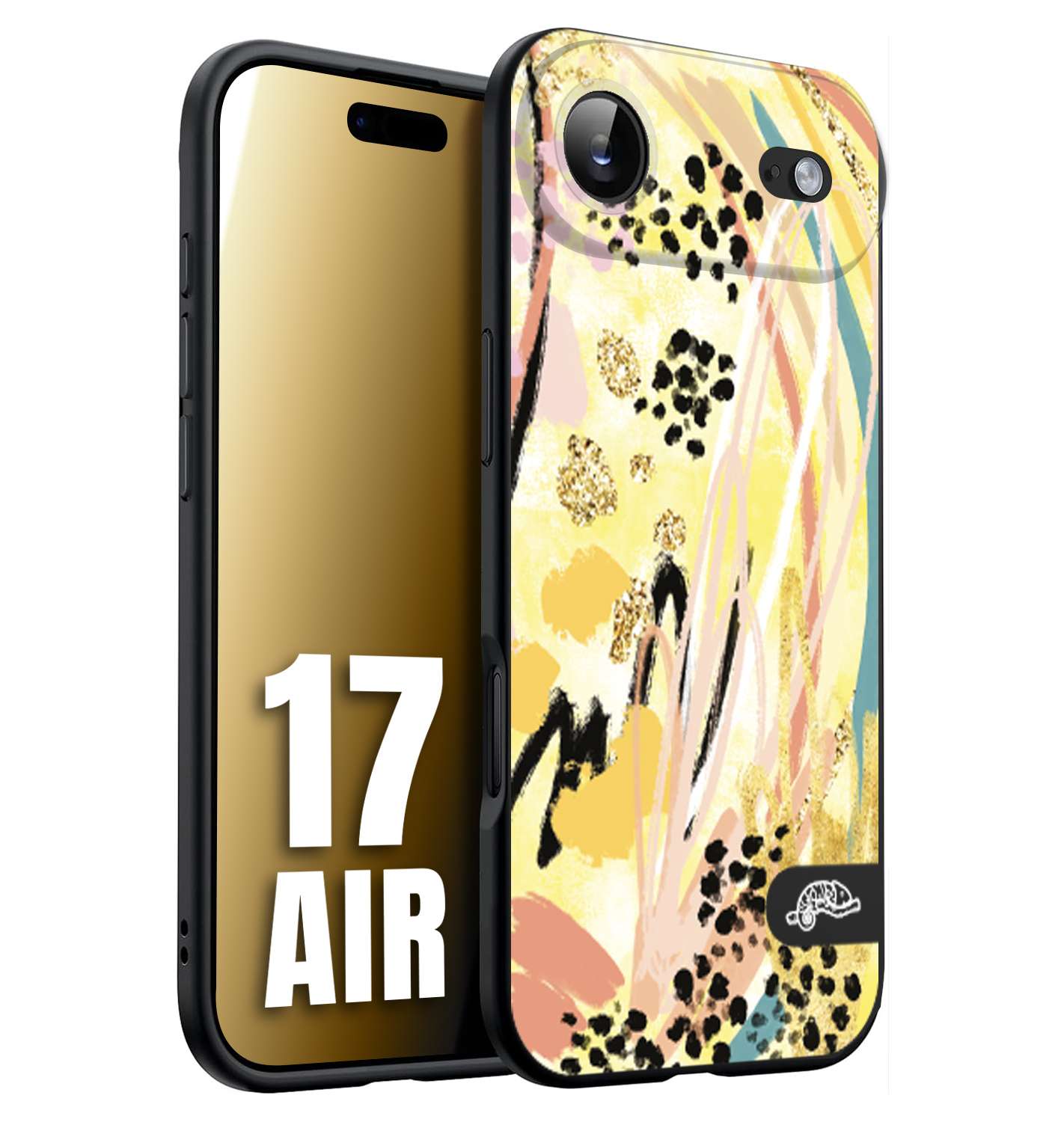 CUSTOMIZZA - Custodia cover nera morbida in tpu compatibile per iPhone 17 AIR astratti donna flower fantasia estate gialla rosa leopardata