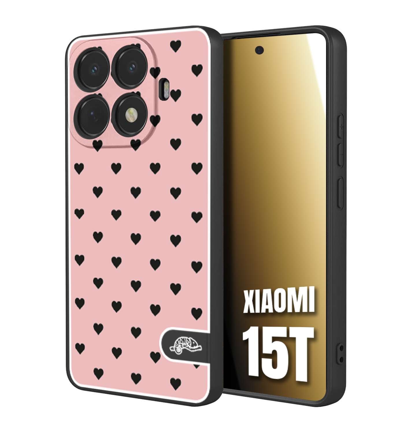 CUSTOMIZZA - Custodia cover nera morbida in tpu compatibile per Xiaomi 15T cuori pois rosa donna pin up vintage