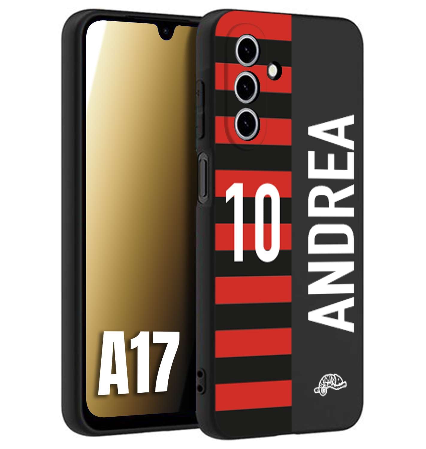 CUSTOMIZZA - Custodia cover nera morbida in tpu compatibile per Samsung A17 personalizzata calcio football nome e numero calciatori rossonera