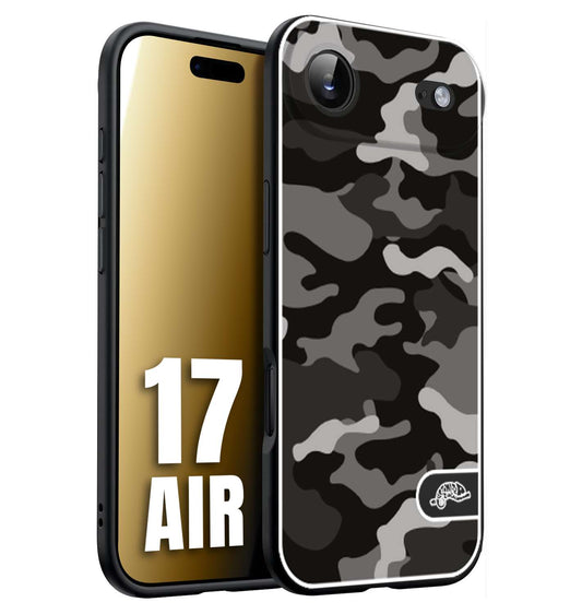 CUSTOMIZZA - Custodia cover nera morbida in tpu compatibile per iPhone 17 AIR camouflage mimetico militare nero black grigio