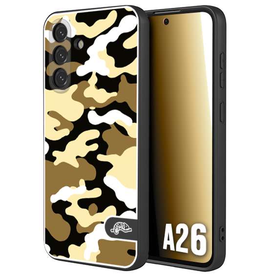 CUSTOMIZZA - Custodia cover nera morbida in tpu compatibile per Samsung A26 camouflage mimetico militare giallo desert brown