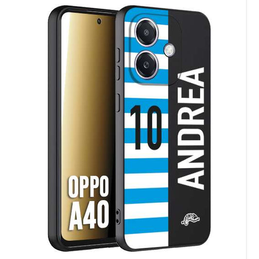 CUSTOMIZZA - Custodia cover nera morbida in tpu compatibile per Oppo A40 personalizzata calcio football nome e numero calciatori biancazzurri