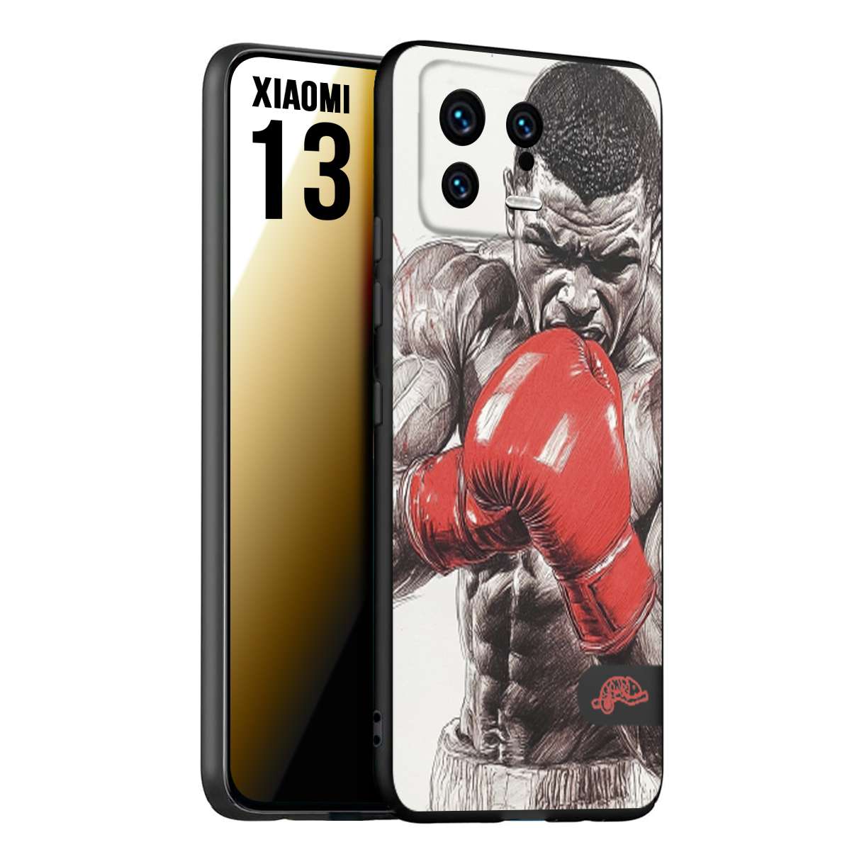 CUSTOMIZZA - Custodia cover nera morbida in tpu compatibile per Xiaomi 13 pugilato pugili disegno tattoo guantoni box pesi massimi gancio