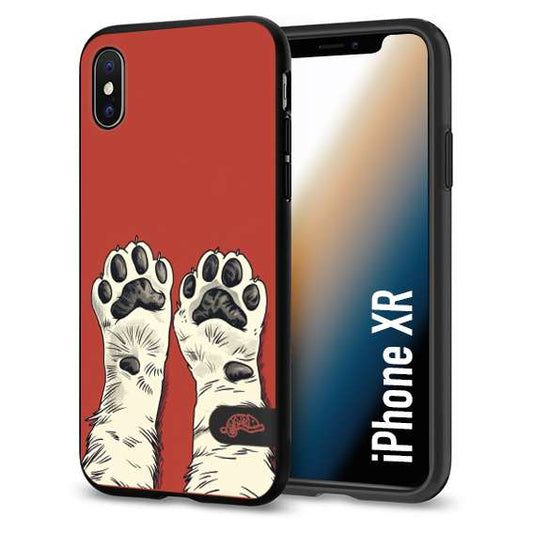 CUSTOMIZZA - Custodia cover nera morbida in tpu compatibile per iPhone Xr zampe di gatto cat paws rossa red disegnata fumetto cartoon