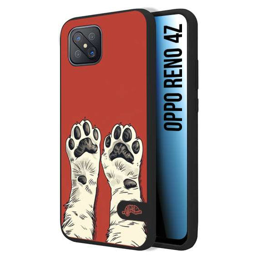 CUSTOMIZZA - Custodia cover nera morbida in tpu compatibile per Oppo Reno 4Z zampe di gatto cat paws rossa red disegnata fumetto cartoon