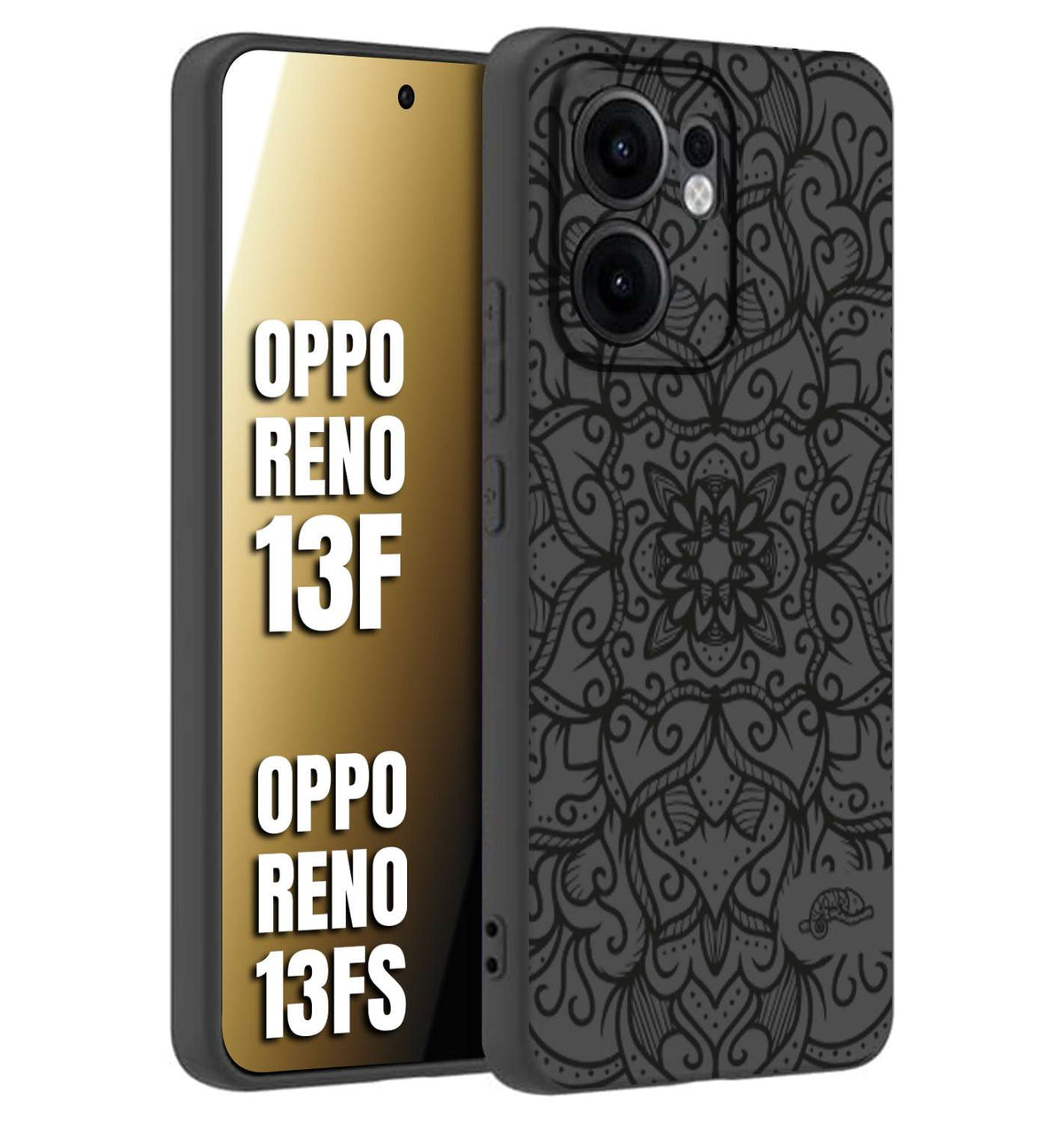 CUSTOMIZZA - Custodia cover nera morbida in tpu compatibile per Oppo Reno 13 F mandala nero fiore vedo non vedo donna