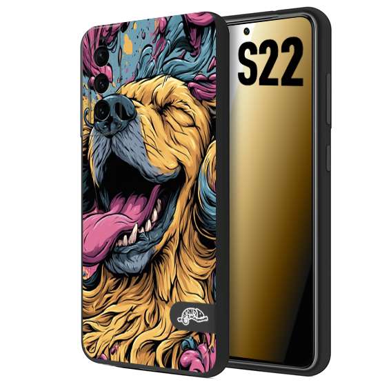 CUSTOMIZZA - Custodia cover nera morbida in tpu compatibile per Samsung S22 Golden Retriever illustrazione cane pop art cane street art cartone animato