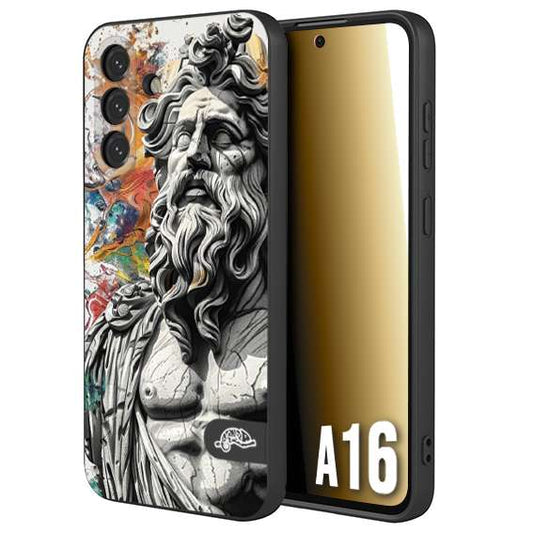 CUSTOMIZZA - Custodia cover nera morbida in tpu compatibile per Samsung A16 statua colorata moderna antico tattoo splash color