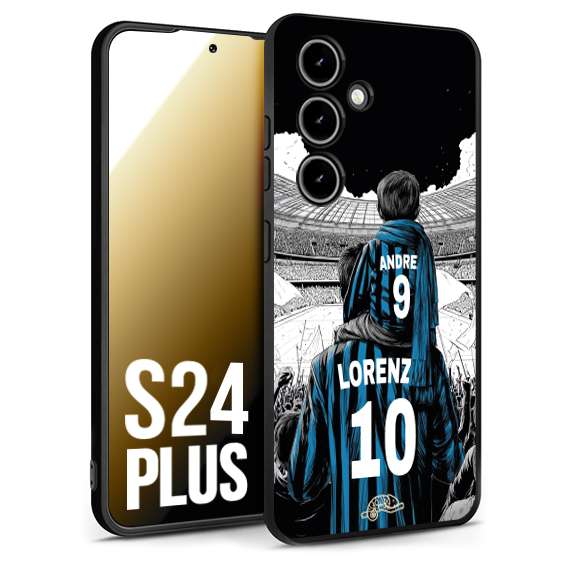 CUSTOMIZZA - Custodia cover nera morbida in tpu compatibile per Samsung S24 PLUS personalizzata calcio football padre e figlio calciatori nerazzurra