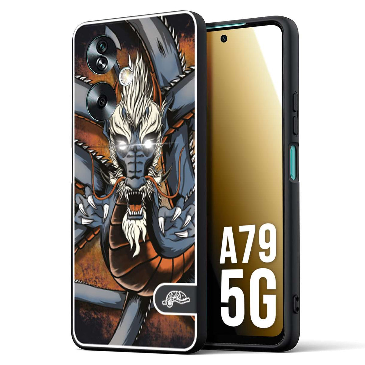 CUSTOMIZZA - Custodia cover nera morbida in tpu compatibile per Oppo A79 5G drago giapponese tattoo japan dragon