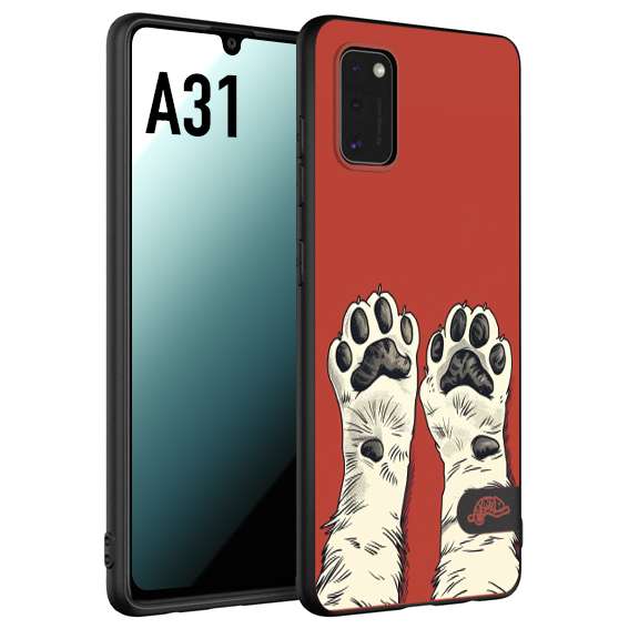 CUSTOMIZZA - Custodia cover nera morbida in tpu compatibile per Samsung A31 zampe di gatto cat paws rossa red disegnata fumetto cartoon