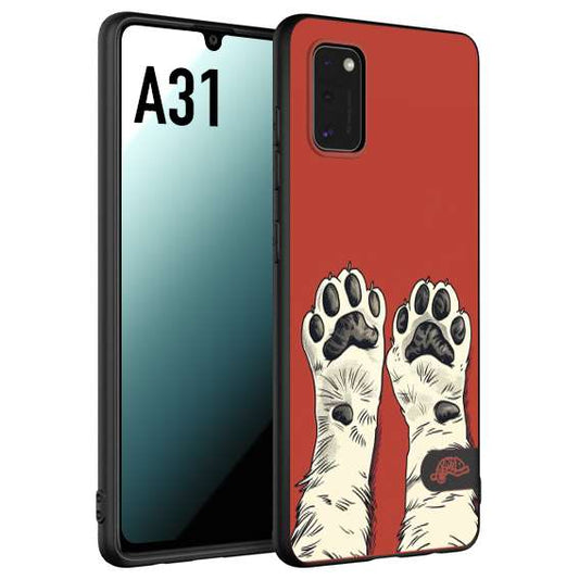 CUSTOMIZZA - Custodia cover nera morbida in tpu compatibile per Samsung A31 zampe di gatto cat paws rossa red disegnata fumetto cartoon