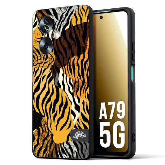 CUSTOMIZZA - Custodia cover nera morbida in tpu compatibile per Oppo A79 5G leopardato tigrato tiger colorata donna fashion estate