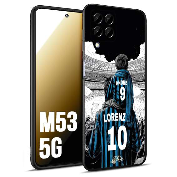 CUSTOMIZZA - Custodia cover nera morbida in tpu compatibile per Samsung M53 5G personalizzata calcio football padre e figlio calciatori nerazzurra