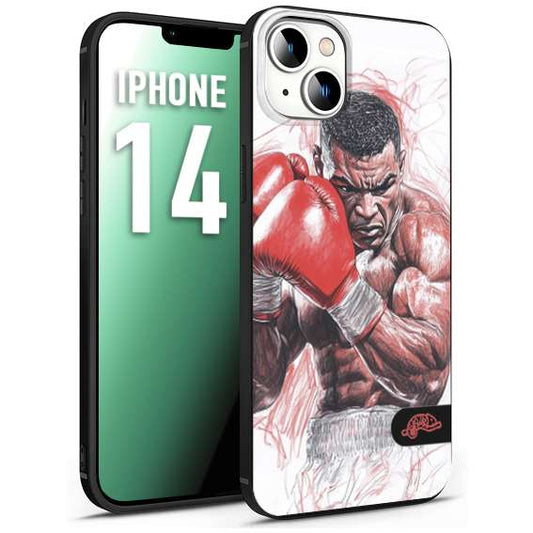 CUSTOMIZZA - Custodia cover nera morbida in tpu compatibile per iPhone 14 pugilato pugili disegno tattoo guantoni boxer pesi massimi iron mike