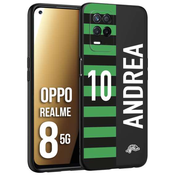 CUSTOMIZZA - Custodia cover nera morbida in tpu compatibile per Realme 8 5G personalizzata calcio football nome e numero calciatori neroverde