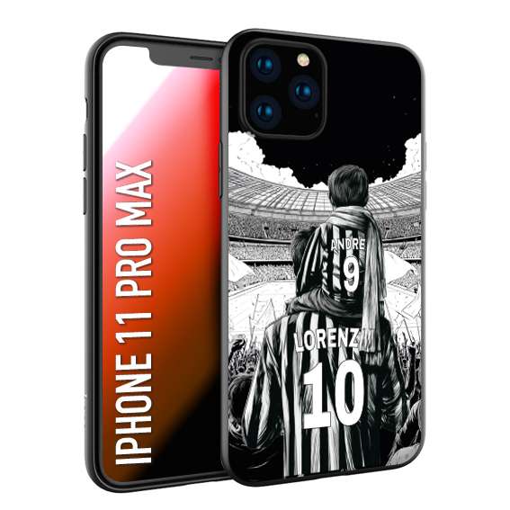CUSTOMIZZA - Custodia cover nera morbida in tpu compatibile per iPhone 11 PRO MAX personalizzata calcio football nome e numero calciatori bianconeri bianca e nera
