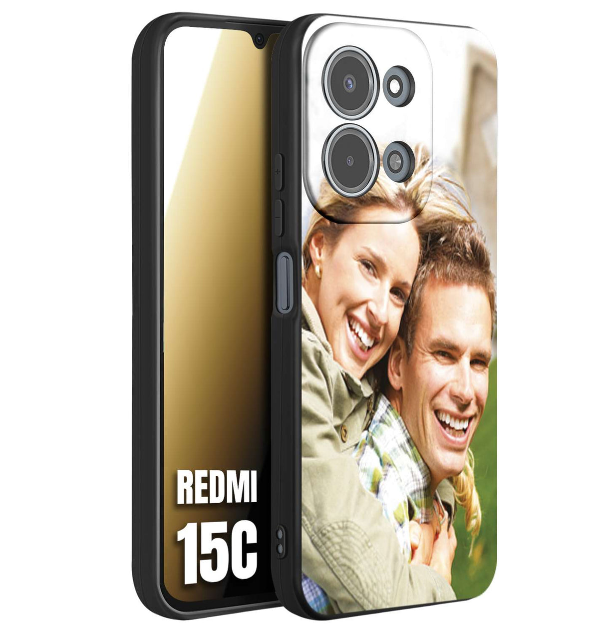 CUSTOMIZZA - Custodia cover nera morbida in tpu compatibile per Xiaomi Redmi 15C personalizzata con foto immagine scritta a piacere