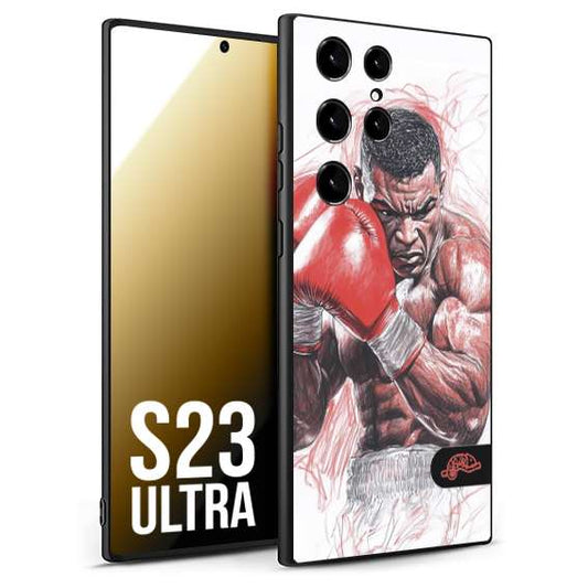 CUSTOMIZZA - Custodia cover nera morbida in tpu compatibile per Samsung S23 ULTRA pugilato pugili disegno tattoo guantoni boxer pesi massimi iron mike