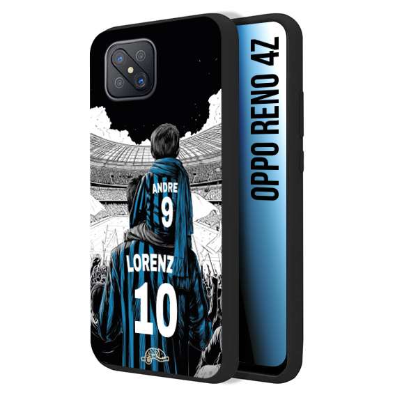 CUSTOMIZZA - Custodia cover nera morbida in tpu compatibile per Oppo Reno 4Z personalizzata calcio football padre e figlio calciatori nerazzurra