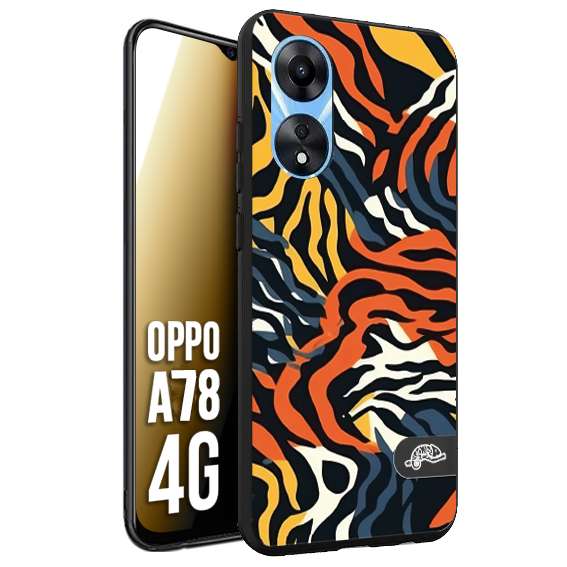 CUSTOMIZZA - Custodia cover nera morbida in tpu compatibile per Oppo A78 4G leopardato maculato tigrato tiger colorata gialla blu arancio