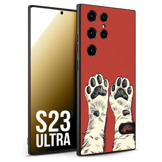 CUSTOMIZZA - Custodia cover nera morbida in tpu compatibile per Samsung S23 ULTRA zampe di gatto cat paws rossa red disegnata fumetto cartoon