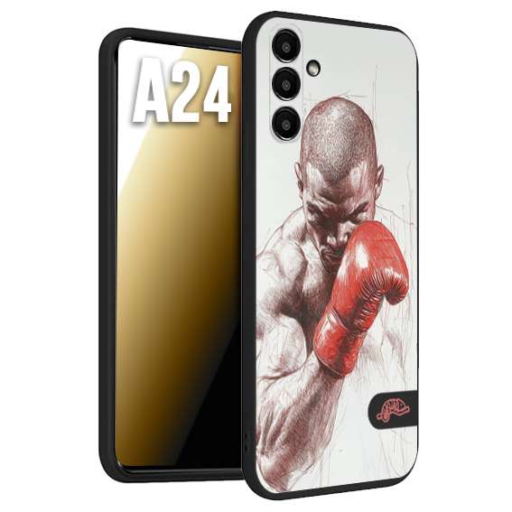 CUSTOMIZZA - Custodia cover nera morbida in tpu compatibile per Samsung A24 pugilato pugili disegno tattoo guantoni box sport primo piano