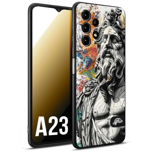 CUSTOMIZZA - Custodia cover nera morbida in tpu compatibile per Samsung A23 statua colorata moderna antico tattoo splash color