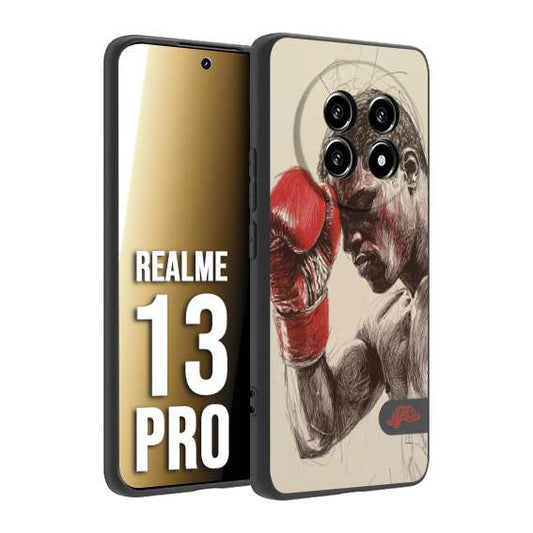 CUSTOMIZZA - Custodia cover nera morbida in tpu compatibile per Realme 13 PRO pugilato pugili disegno tattoo guantoni boxer pesi massimi
