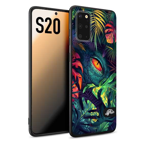 CUSTOMIZZA - Custodia cover nera morbida in tpu compatibile per Samsung S20 animali color giungla tropicale occhio di coccodrillo alligatore disegnato