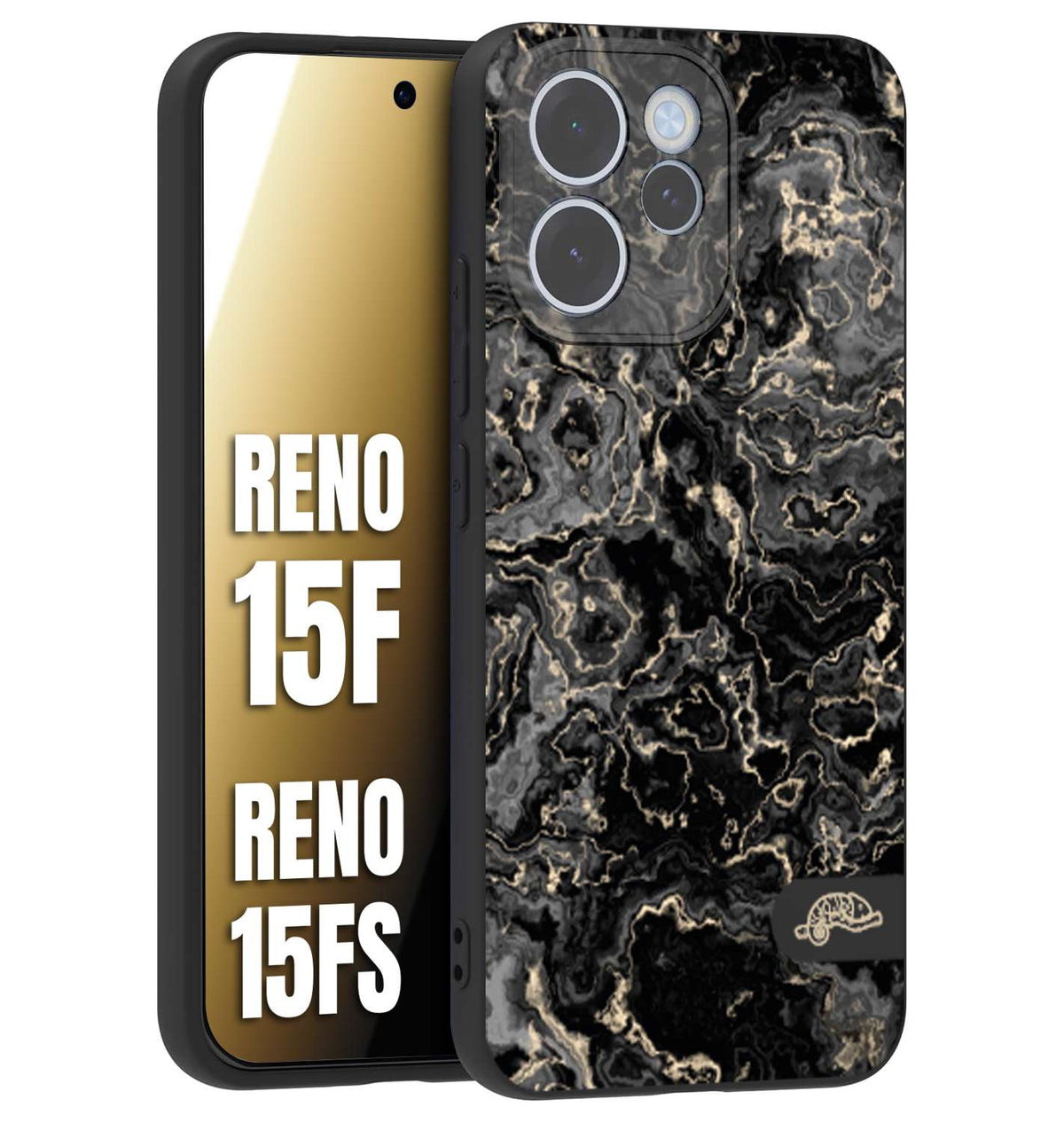 CUSTOMIZZA - Custodia cover nera morbida in tpu compatibile per Oppo Reno 15 F - Reno 15 FS effetto marmo marble nero black venature dorato pietra