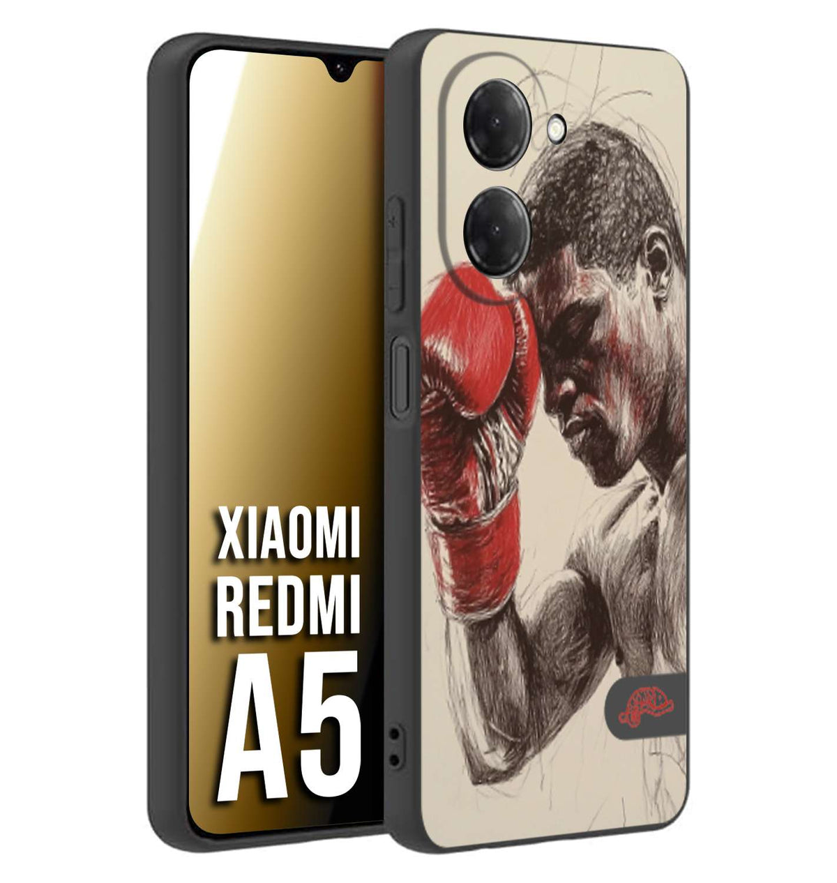CUSTOMIZZA - Custodia cover nera morbida in tpu compatibile per Xiaomi Redmi A5 pugilato pugili disegno tattoo guantoni boxer pesi massimi