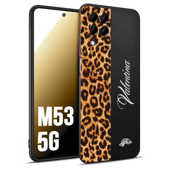 CUSTOMIZZA - Custodia cover nera morbida in tpu compatibile per Samsung M53 5G custom nome scritta leopardato maculato donna marrone leopard