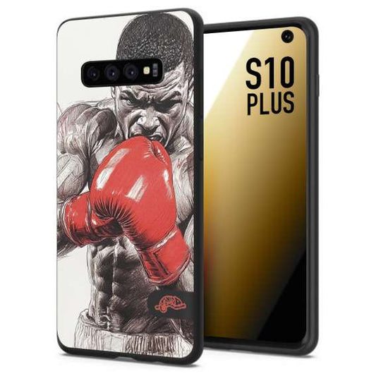 CUSTOMIZZA - Custodia cover nera morbida in tpu compatibile per Samsung S10 PLUS pugilato pugili disegno tattoo guantoni box pesi massimi gancio