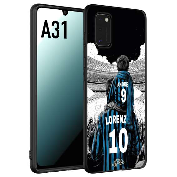 CUSTOMIZZA - Custodia cover nera morbida in tpu compatibile per Samsung A31 personalizzata calcio football padre e figlio calciatori nerazzurra