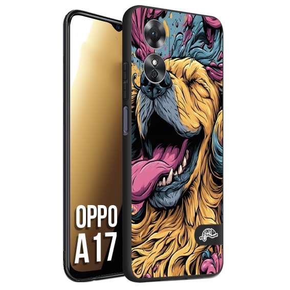 CUSTOMIZZA - Custodia cover nera morbida in tpu compatibile per Oppo A17 Golden Retriever illustrazione cane pop art cane street art cartone animato