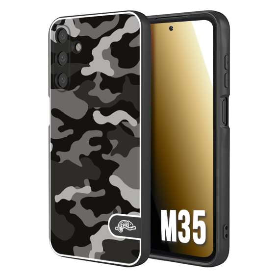CUSTOMIZZA - Custodia cover nera morbida in tpu compatibile per Samsung M35 camouflage mimetico militare nero black grigio