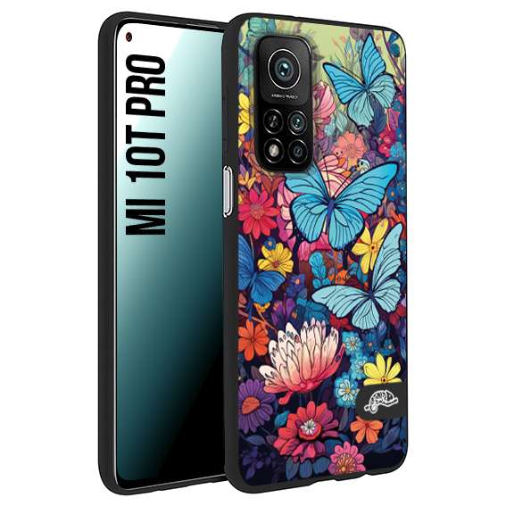 CUSTOMIZZA - Custodia cover nera morbida in tpu compatibile per Xiaomi Poco F3 farfalle butterfly moderno donna disegnate gialla blu rosa