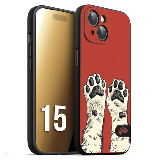 CUSTOMIZZA - Custodia cover nera morbida in tpu compatibile per iPhone 15 zampe di gatto cat paws rossa red disegnata fumetto cartoon