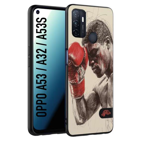 CUSTOMIZZA - Custodia cover nera morbida in tpu compatibile per Oppo A53 - A32 - A53S pugilato pugili disegno tattoo guantoni boxer pesi massimi