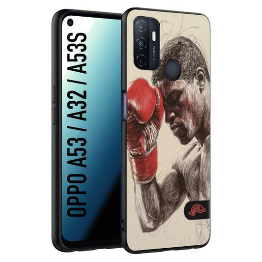 CUSTOMIZZA - Custodia cover nera morbida in tpu compatibile per Oppo A53 - A32 - A53S pugilato pugili disegno tattoo guantoni boxer pesi massimi