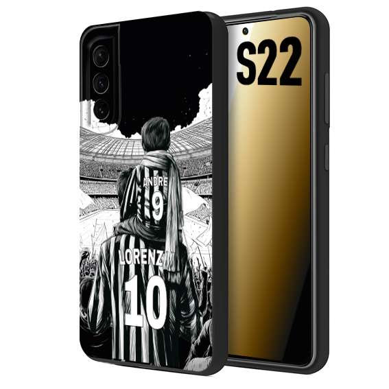 CUSTOMIZZA - Custodia cover nera morbida in tpu compatibile per Samsung S22 personalizzata calcio football nome e numero calciatori bianconeri bianca e nera