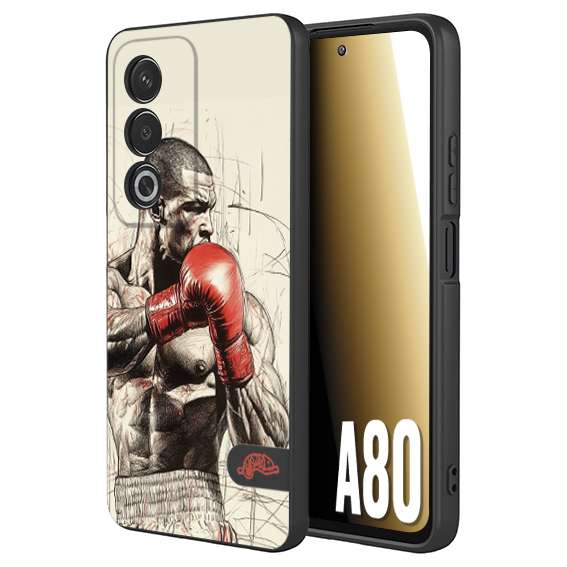 CUSTOMIZZA - Custodia cover nera morbida in tpu compatibile per Oppo A80 pugilato pugili disegno tattoo guantoni box sport ring