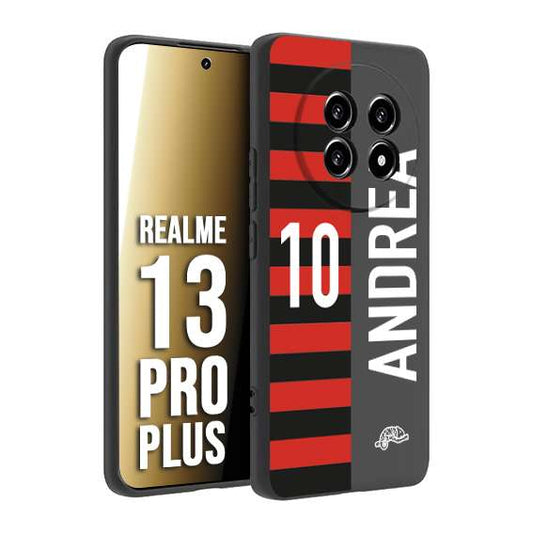 CUSTOMIZZA - Custodia cover nera morbida in tpu compatibile per Realme 13 PRO PLUS personalizzata calcio football nome e numero calciatori rossonera