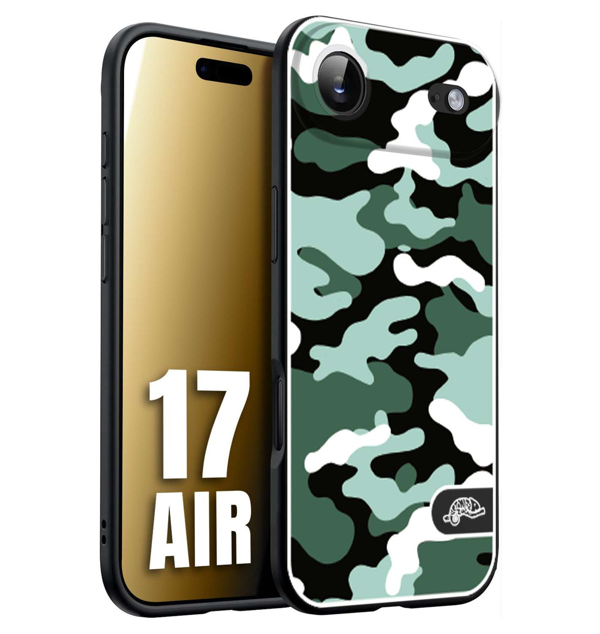 CUSTOMIZZA - Custodia cover nera morbida in tpu compatibile per iPhone 17 AIR camouflage mimetico militare verde green